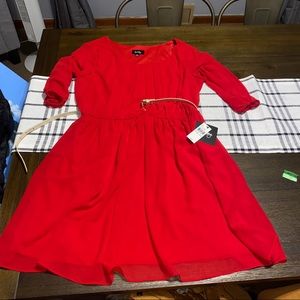 🎄By + By + Cute red dress with a belt!